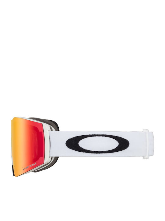 Oakley Fall Line XM Μάσκα Σκι & Snowboard Ενηλίκων Λευκή με Φακό Καθρέπτη σε Κόκκινο Χρώμα
