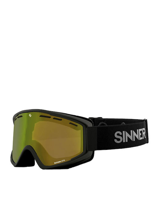 Sinner Batawa Otg Μάσκα Σκι & Snowboard Ενηλίκων Μαύρη με Φακό σε Πορτοκαλί Χρώμα
