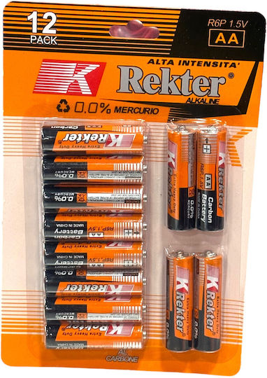 Rekter Extra Heavy Duty Μπαταρία Zinc AA 1.5V 12τμχ