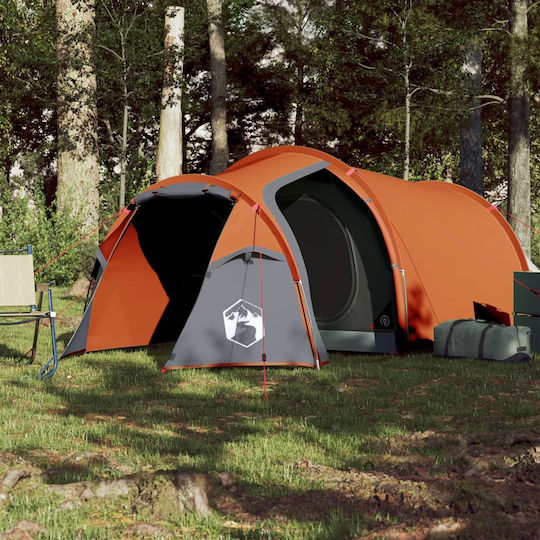 vidaXL Καλοκαιρινή Σκηνή Camping Τούνελ Πορτοκαλί με Διπλό Πανί για 3 Άτομα 370x185x108εκ.
