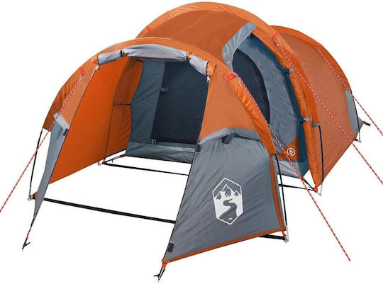 vidaXL Καλοκαιρινή Σκηνή Camping Τούνελ Πορτοκαλί με Διπλό Πανί για 3 Άτομα 370x185x108εκ.