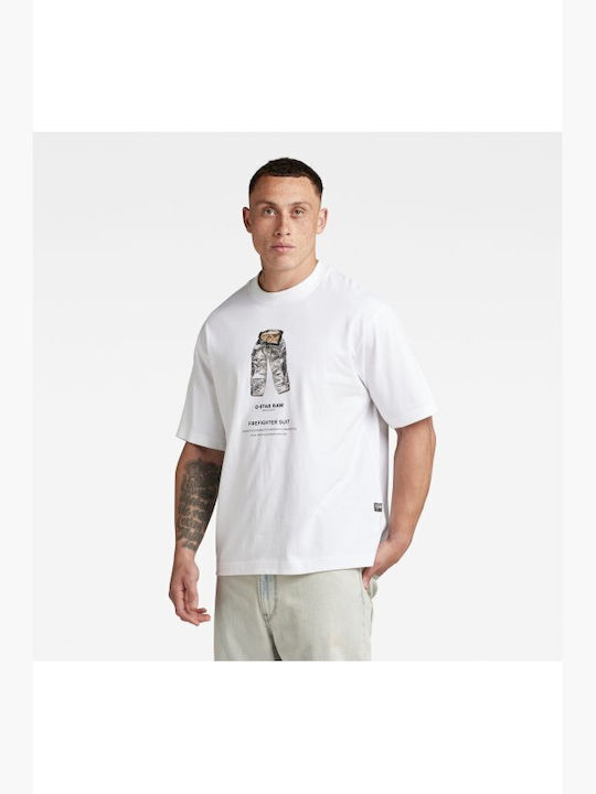 G-Star Raw Archive Print Boxy Bluza Bărbătească cu Mânecă Scurtă White