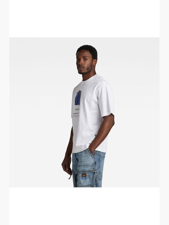 G-Star Raw Bluza Bărbătească cu Mânecă Scurtă White