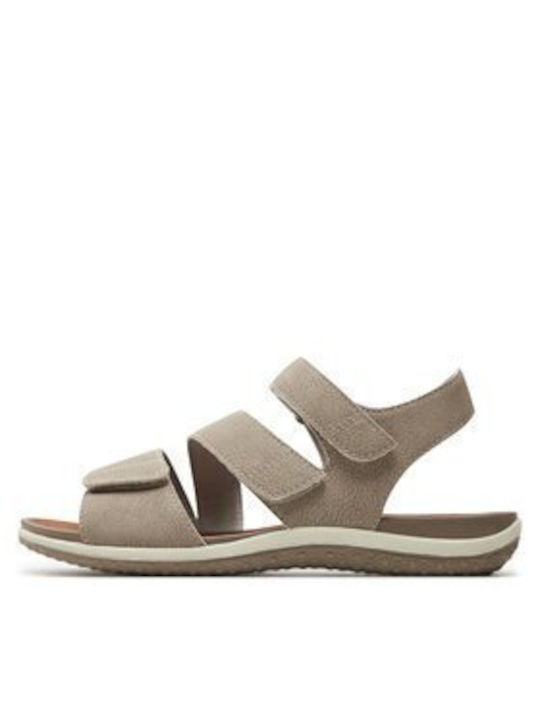 Geox D Sandal Vega Γυναικεία Σανδάλια σε Μπεζ Χρώμα