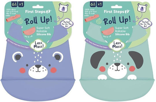 First Steps Bear Impermeabila Bavetă Silicon cu buton & Buzunar Violet pentru 6 m+