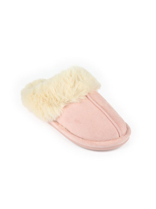 Fshoes Winter Women's Slippers with fur in Pink color