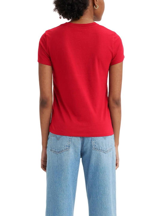 Levi's Damen Bluse Baumwolle Kurzärmelig Rot