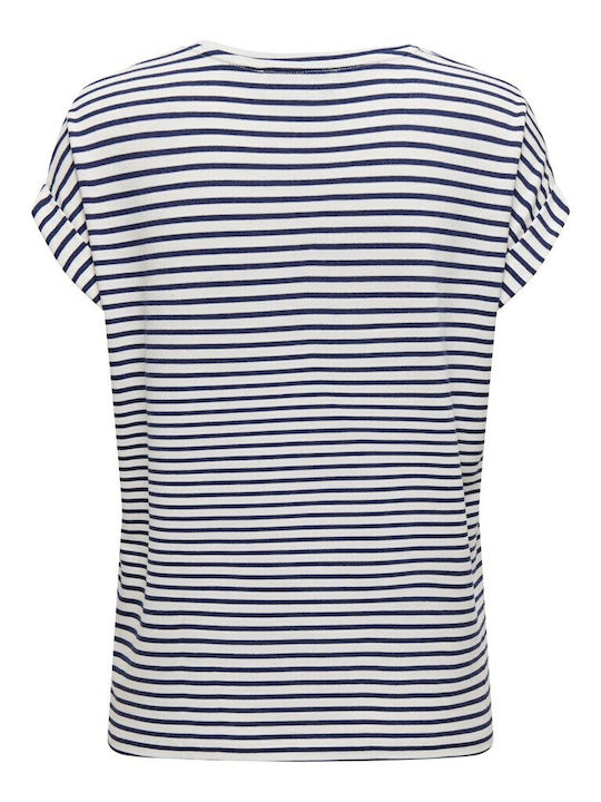 Only Women's T-shirt Striped Blue