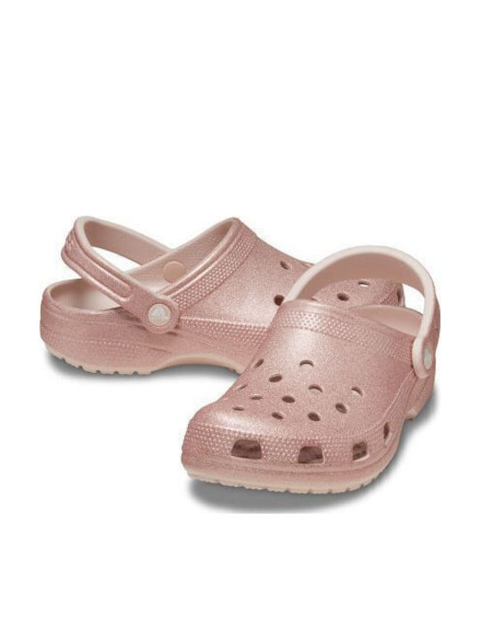 Crocs Classic Glitter Γυναικεία Σαμπό Ροζ