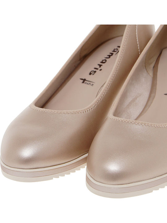 Synthetic Leather Gold Medium Heels