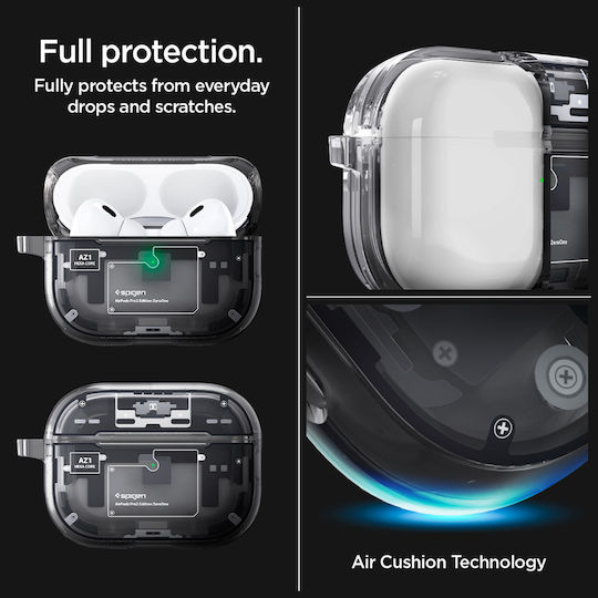 Spigen Ultra Hybrid Θήκη Σιλικόνης με Γάντζο σε Μαύρο χρώμα για Apple AirPods Pro 2