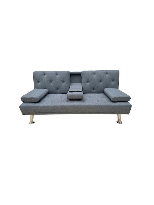 Three-Seater Fabric Sofa Bed Grey 168x88cm