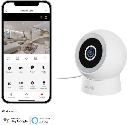 Hombli Compact Cam 2K IP Камера за наблюдение Wi-Fi Full HD+ 4MP с Двупосочна Комуникация и Обектив 4мм
