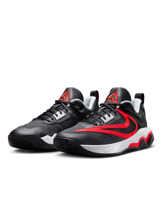 Nike Giannis Immortality 3 Χαμηλά Μπασκετικά Παπούτσια Μαύρο / Pure Platinum / Wolf Grey / University Red