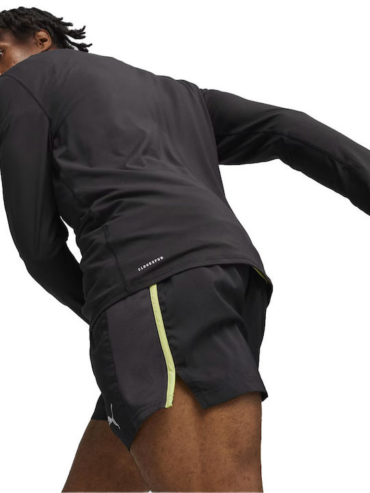 Puma Herren Sportliches Langarmshirt Ausschnitt mit Reißverschluss BLACK