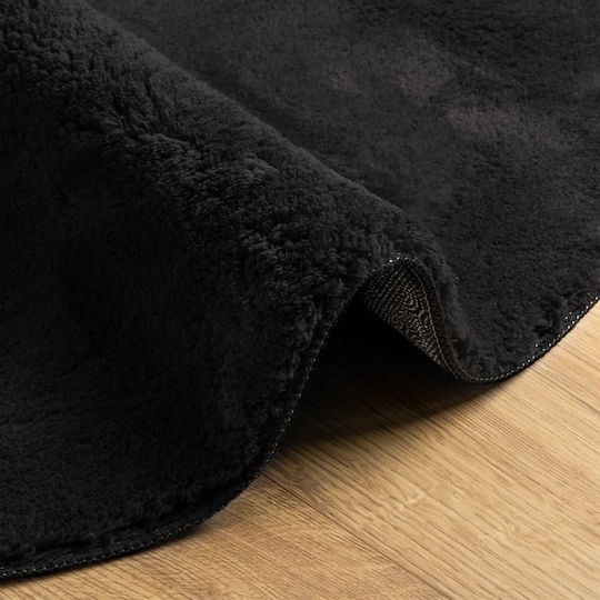 vidaXL Huarte Antiderapant Covor Rotund Negru