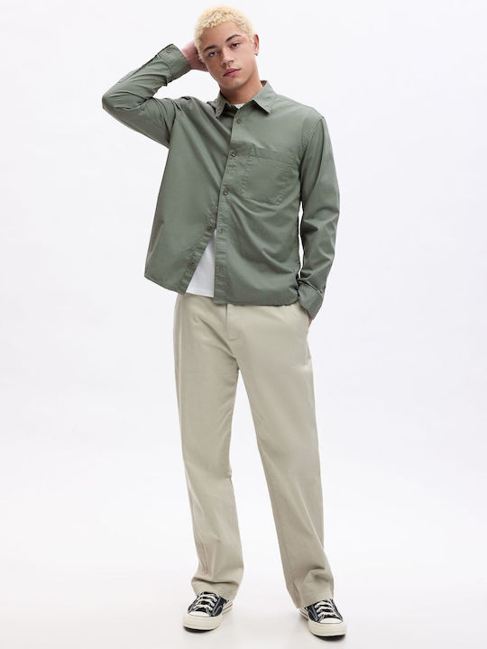 Long-sleeved Cotton Shirt Sage Green