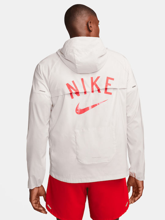 Nike Repel Windrunner Geacă pentru bărbați de iarnă Sport Impermeabil Light Bone/track Red/hyper Pink