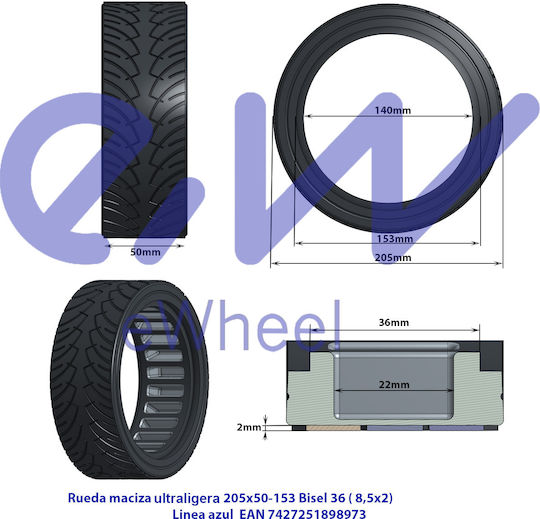 Ewheels Tire for Electric Scooter Xiaomi in Black Color 95957