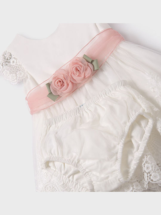 Mädchenkleid Kurzärmelig Tüll Für Blumenmädchen Ecru