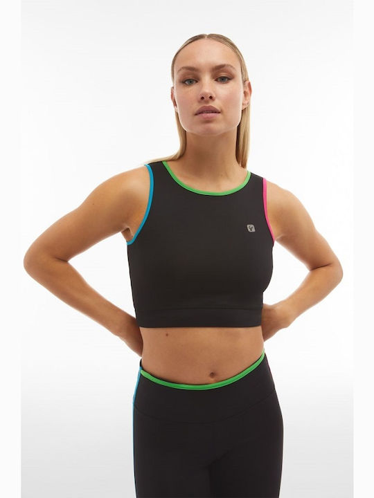 Freddy Damen Sportliches Crop Top Ärmellos Schwarz