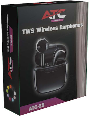 ATC ATC-25 In-ear Bluetooth Handsfree Ακουστικά με Θήκη Φόρτισης Μαύρα