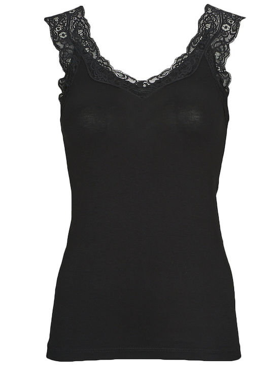 Damen Bluse Ärmellos Schwarz