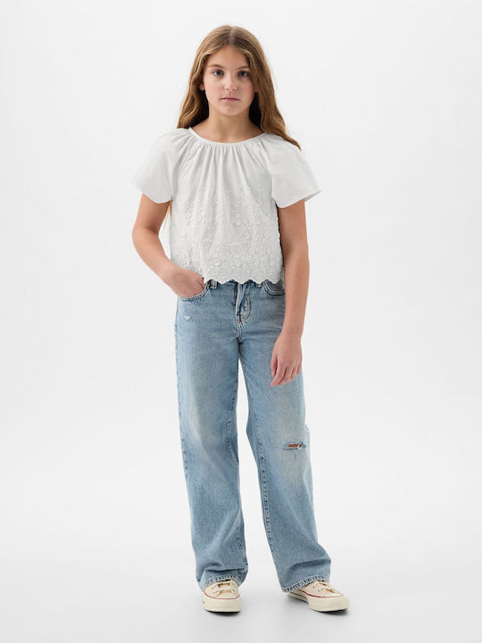 Kinder Einfarbig Hemd Kurzarm optic white