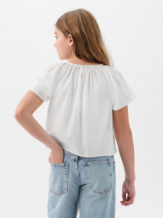 Kinder Einfarbig Hemd Kurzarm optic white