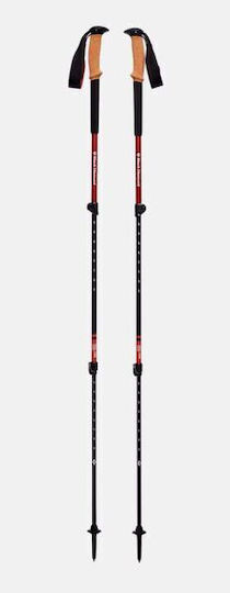 Black Diamond Pair of Telescopic Aluminum Fast Lock Trekking Poles with 3 Sections Trail Cork Red