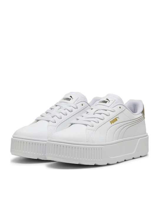 PUMA Karmen Metallic Shine Flatforms Sneakers White