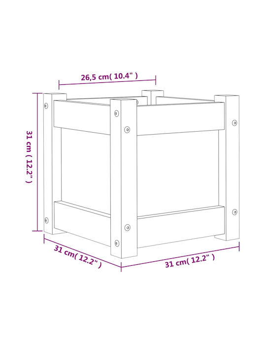 vidaXL Масивно дърво Кутия за саксии Дърво Кафяв 31x31x31см.