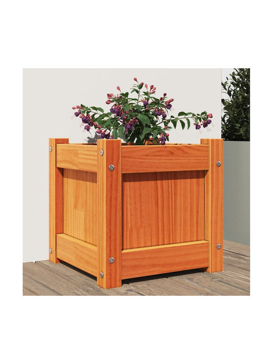 vidaXL Масивно дърво Кутия за саксии Дърво Кафяв 31x31x31см.