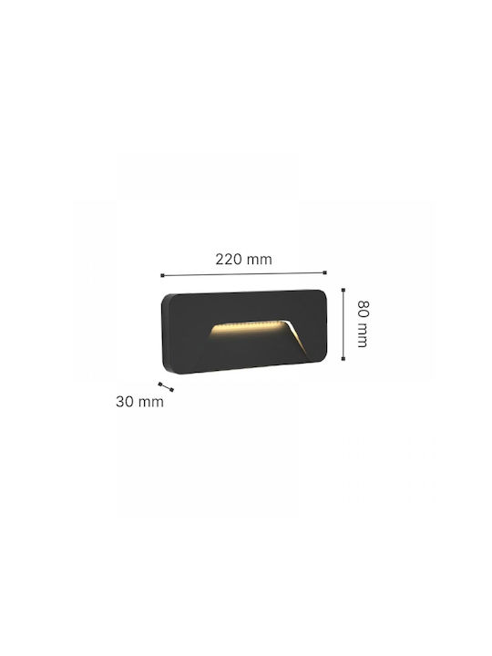 Inlight Aplica de exterior montată pe perete LED IP65 3W cu Alb reglabil Lumină 22x8x8εκ.