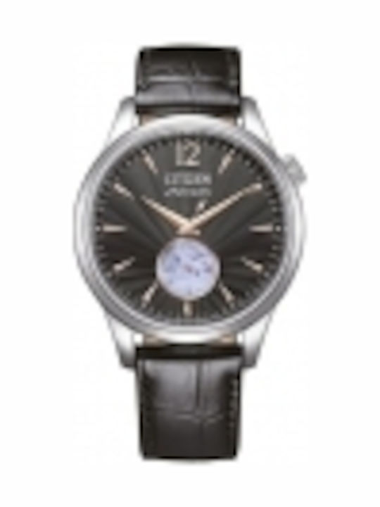 Citizen Мъжки Часовник 40mm Автоматичен с Черна Кожена Каишка