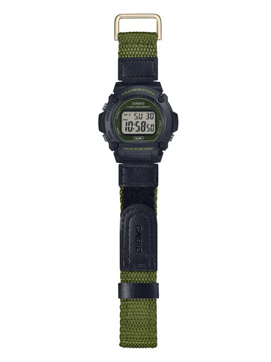 Casio Collection Digital Men's Watch 47mm Chronograph Battery with Black Fabric Strap