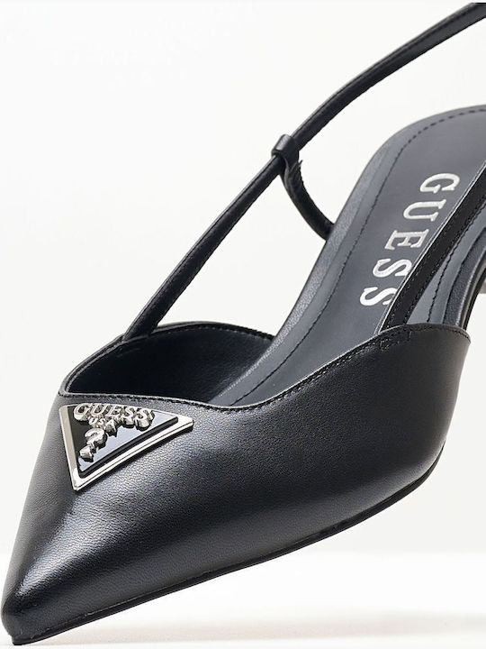 Leather Heels with Low Heel Black