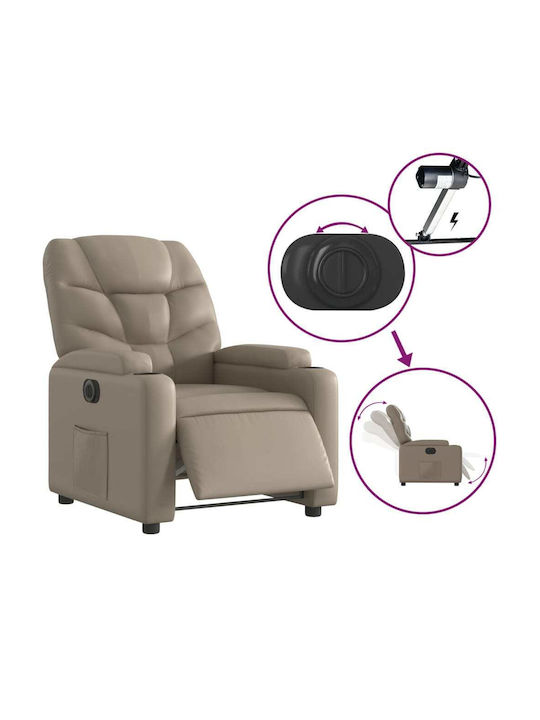 Relax Armchair with Footstool from Leatherette Cappuccino 74x89x100cm