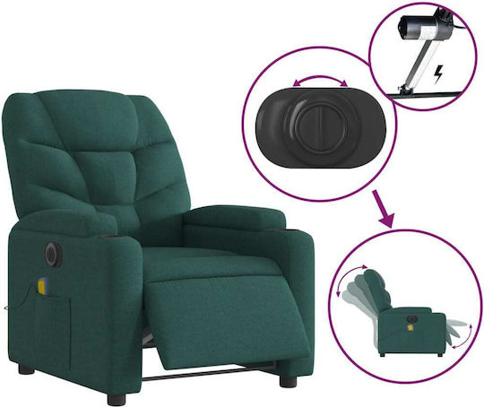 Fotoliu Relax Masaj cu Puf Sc. Green 74x89x100cm