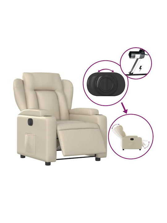 Πολυθρόνα Relax με Υποπόδιο από Δερματίνη Κρεμ 77x94.5x100cm