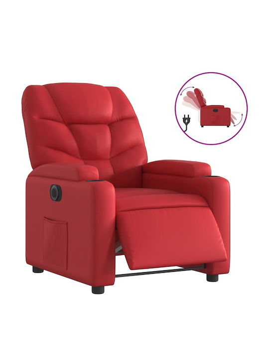 Relax Armchair with Footstool from Leatherette Red 74x89x100cm