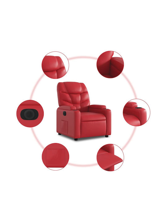 Relax Armchair with Footstool from Leatherette Red 74x89x100cm