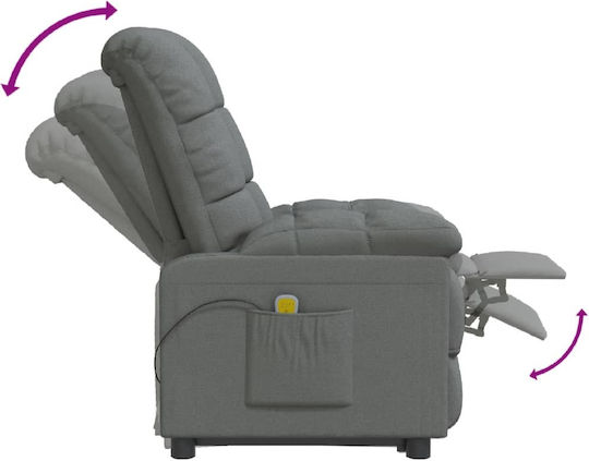 Πολυθρόνα Relax Massage με Υποπόδιο Σκούρο Γκρι 74x99x102cm