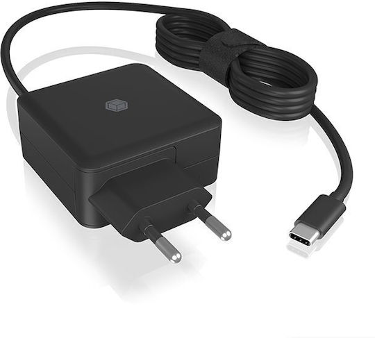Icy Box USB-C Universal Φορτιστής Laptop 65W 1.3A με Αντάπτορα Τροφοδοσίας