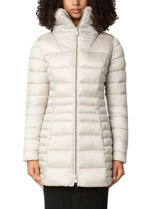 Save The Duck Kurz Damen Puffer Jacke Wasserdicht und Winddicht für Winter Μπεζ