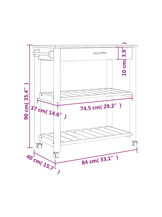 vidaXL Wooden Kitchen Rack 2 Tiers Pink 84x40x90cm