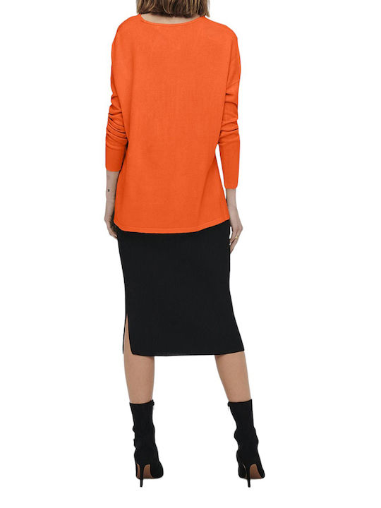 Only Amalia Women's Blouse Long Sleeve with V Neck exotic orange