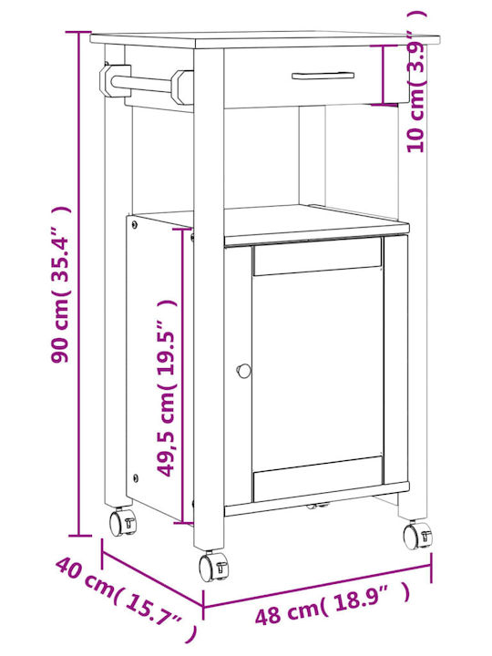vidaXL Кухненски Стелаж Дървен 2 Позиции Розов 48x40x90см