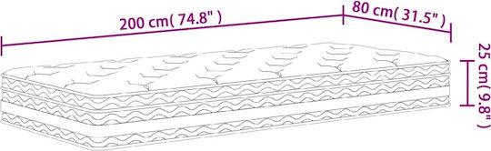 vidaXL Единичен Анатомичен Матрак 80x200x25см