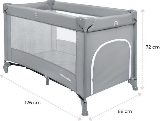 Moby System Happy Traveller Basic Παρκοκρέβατο με Στρώμα Γκρι 128x68cm